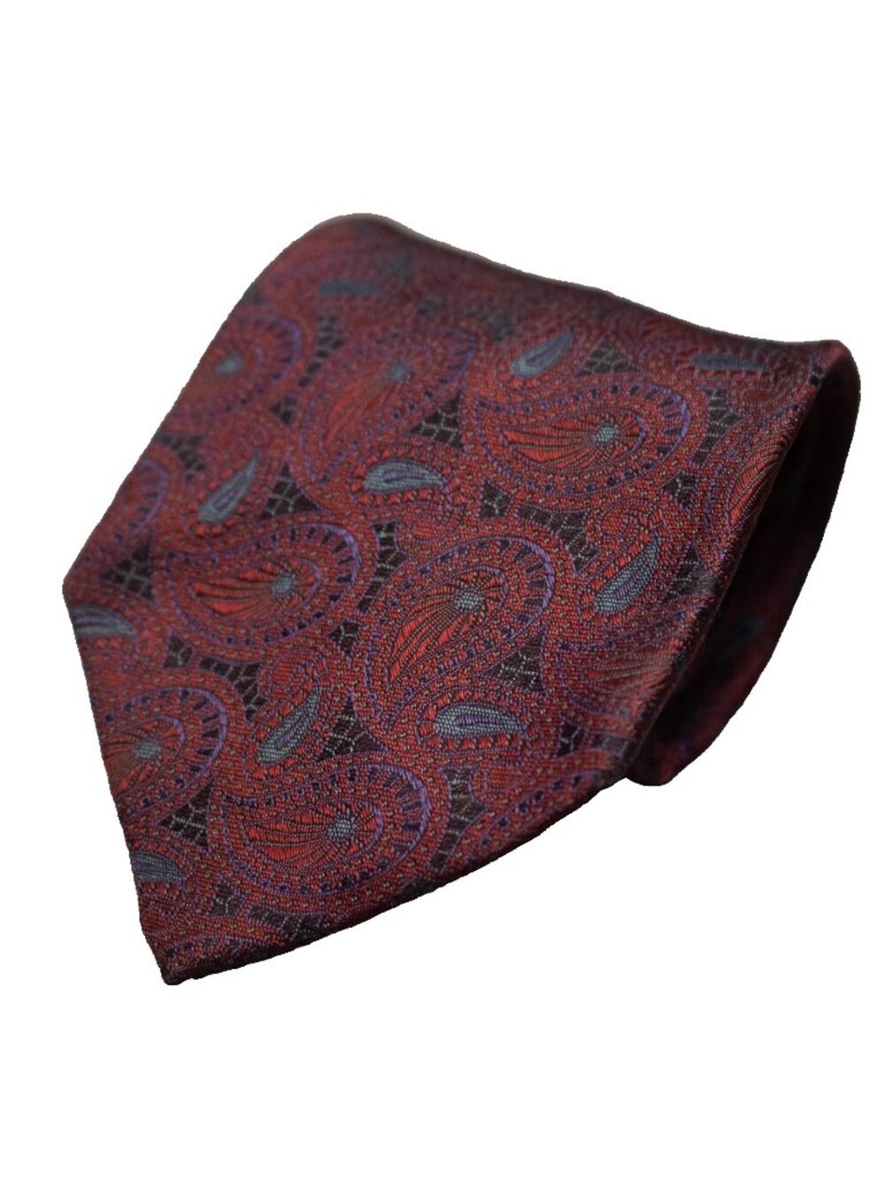 Vintage Lanvin Paris Tie 100% Silk Paisley Woven Pattern Red 3.5"